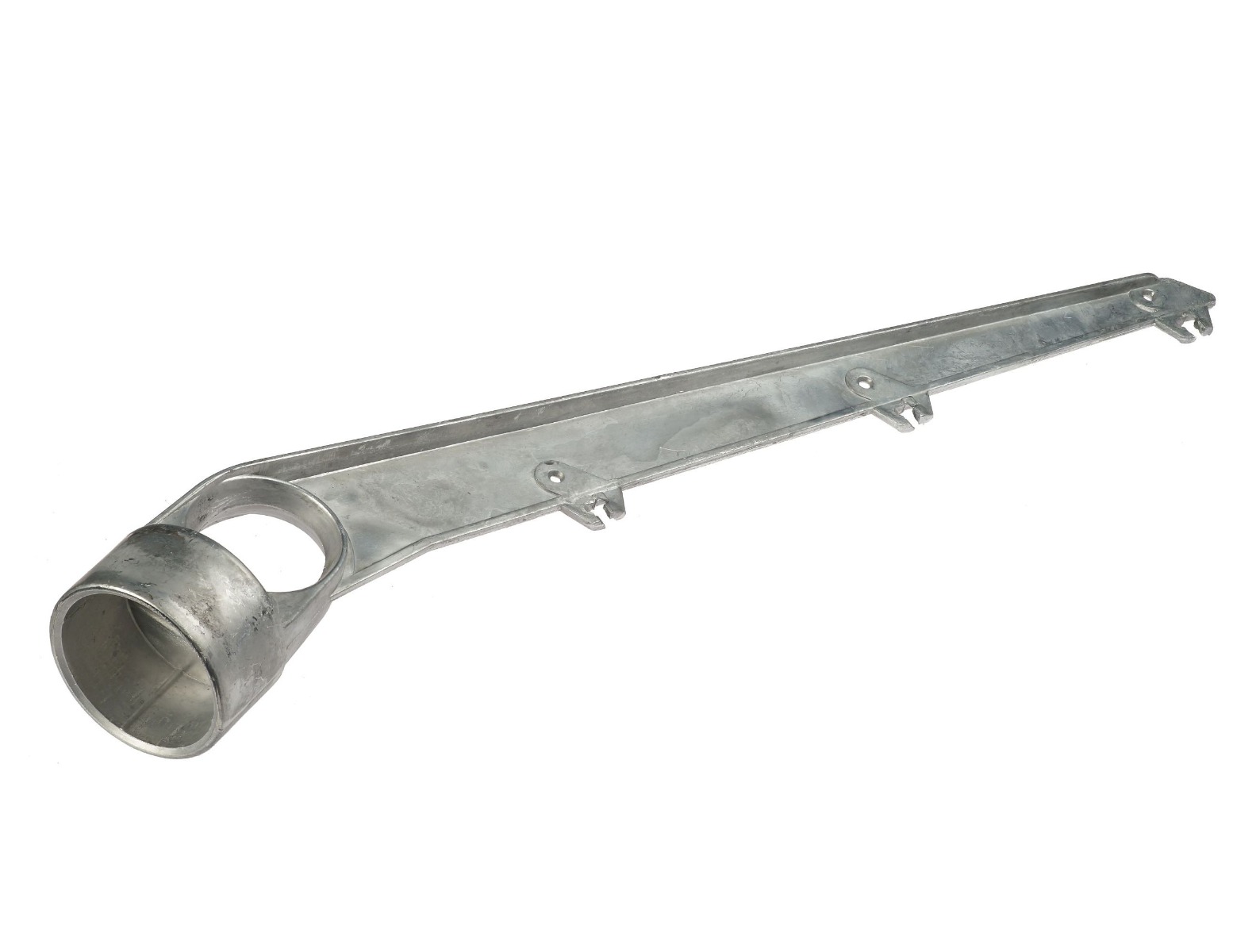 Aluminium schuine arm enkel uitwendig 60° voor ronde paal 60 mm 3 draden – prikkeldraadhouder / puntdraadkop