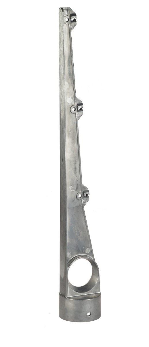Enkele aluminium prikkeldraadarm recht voor 3 draden voor ronde paal en buis 48 en 60 mm