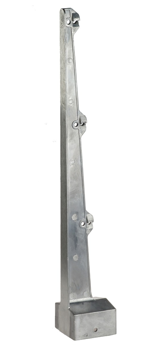 Aluminium rechte arm enkel voor koker 60 × 60 mm 3 draden – prikkeldraadhouder / puntdraadkop