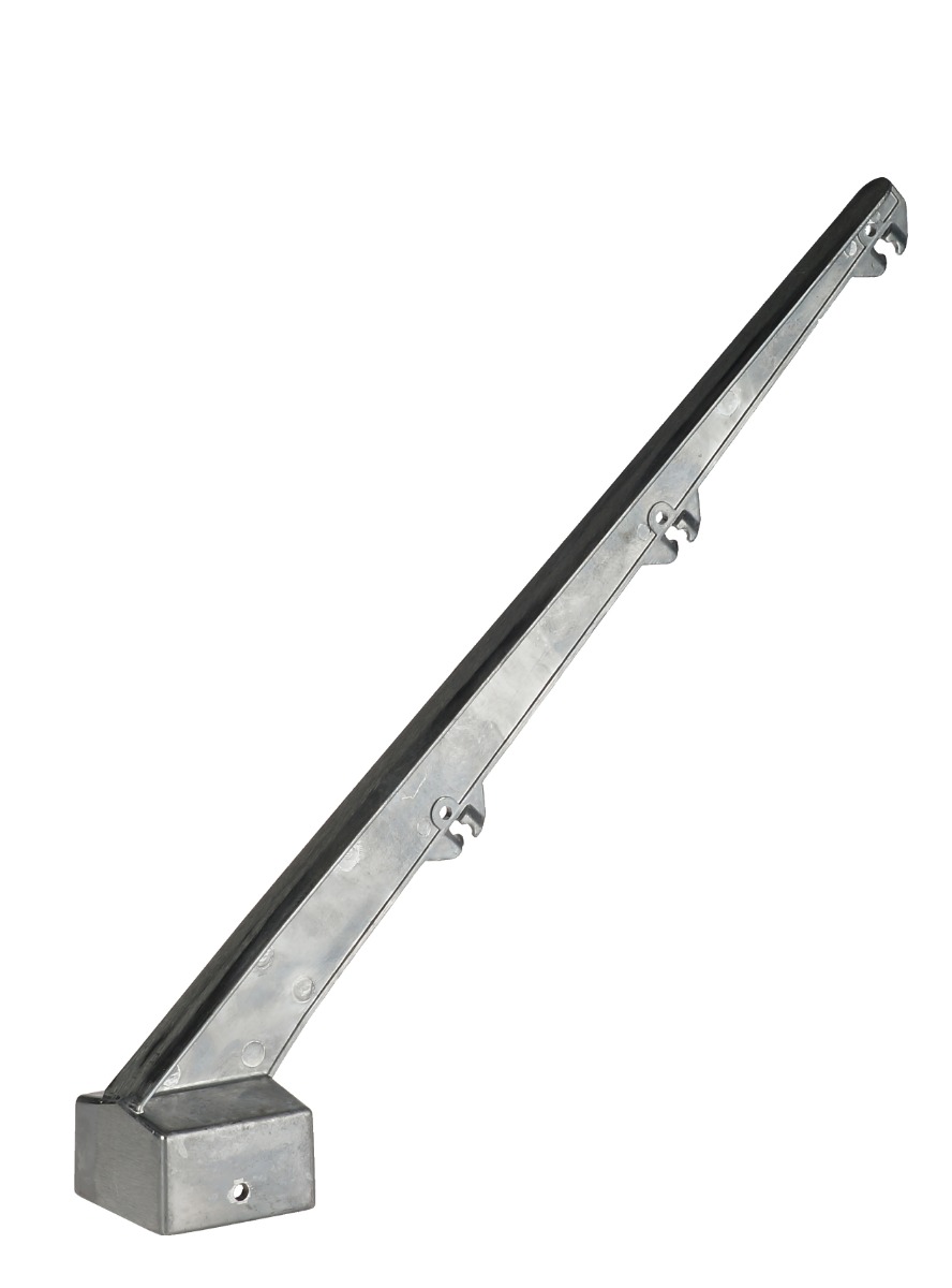 Aluminium schuine arm enkel 45° voor koker 60 × 60 mm 3 draden – prikkeldraadhouder / puntdraadkop