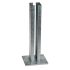 Thermisch verzinkte voetplaat voor koker 60 × 60 mm, 120 × 120 mm montageplaat, 6 mm dik, met adapter van 2 mm wanddikte. Geschikt voor hekwerkconstructies op beton of steen.