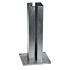 Thermisch verzinkte voetplaat voor 80 × 80 mm kokerprofiel, montageplaat 150 × 150 mm, 8 mm dik, gelaste adapter met 2 mm wanddikte. Voor montage op beton in buitenconstructies.