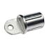Een zilverkleurige aluminium interne einddop met een oogje voor 42mm buizen, ideaal voor stevige schoorverbindingen.