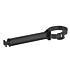 Zwarte kunststof klemstrip clip van 60mm met een flexibele lus en stevige basis voor het organiseren en bevestigen van kabels.