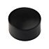 Een ronde zwarte kunststof paaldop voor externe montage op buizen met een diameter van 42mm tot 60mm.