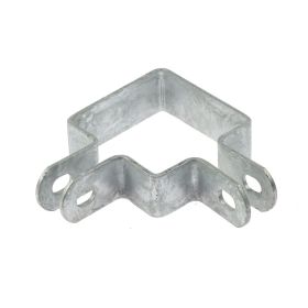 Dubbele stalen hoekbeugel voor kokerprofiel 60x60 mm, L-vorm, thermisch verzinkt, geschikt voor sterke hoekverbindingen in hekwerk en staalconstructie.