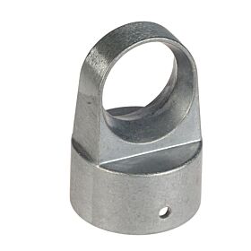 Een hoogwaardige aluminium doorvoerkop voor het verbinden van een 60mm staander met een 42mm schoorbuis bij afrasteringen.