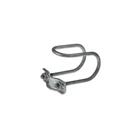 Rechte thermisch verzinkte draadklem TG 245 M10 met zadel en moeren voor gebruik in kassenbouw constructies.