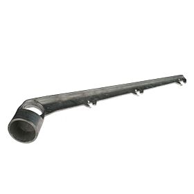 Zijaanzicht van een zilverkleurige aluminium prikkeldraadkop met drie bevestigingspunten voor puntdraad onder een hoek van 45 graden.