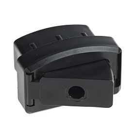 Zwarte Flexton kunststof eindverbinding met variabele hoek voor 50x25-30 mm buizen, geschikt voor een linkse montage.