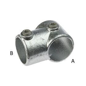 Een duurzame thermisch verzinkte G101 gegoten T-klem buisverbinder met inbusbouten voor een stevige en veilige constructie van buizen.