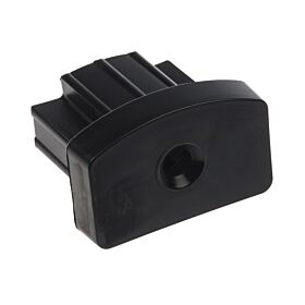 Een zwart nylon eindstuk speciaal ontworpen voor tunnelprofielen, voorzien van een handig montagegat in het midden.