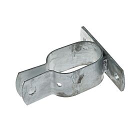 Een metalen schoorbeugel ovaal lang met strip, gemaakt van 35x4mm staal en thermisch verzinkt voor duurzaamheid.