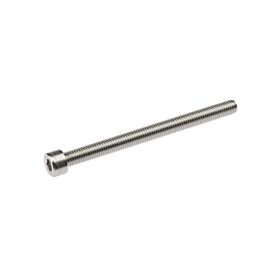 Een roestvrijstalen M8x100 inbusbout met een cilindrische kop voor het bevestigen van hekpalen tot zestig millimeter.
