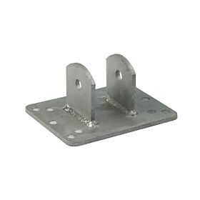 Een thermisch verzinkte metalen wandhouder met een rechthoekige basisplaat en twee verticale beugels voor stevige montage.