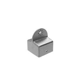 Een aluminium paalkop dop 60x60mm voor modulaire armen met een ronde bovenkant en centrale bevestigingsopening.