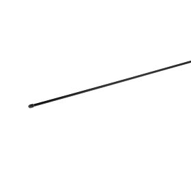 Een zwarte metalen spanstaaf met een dikte van 6mm voor het opspannen en bevestigen van harmonicagaas hekwerk.