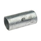 Een tweedelige thermisch verzinkte stalen buiskoppeling met een centrale bout voor het veilig en stevig verbinden van ronde metalen buizen.