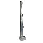Zijaanzicht van een zilverkleurige aluminium prikkeldraadhouder recht model met drie haken voor rechthoekige buis van 40x60mm.