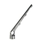 Een zilveren aluminium puntdraadkop met drie inkepingen voor prikkeldraad, schuin geplaatst onder een hoek van vijfenveertig graden.