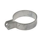 Zijaanzicht van een ronde thermisch verzinkte stalen eindbeugel met een montagegat voor de bevestiging van gaashekwerk panelen.