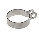 RVS eindbeugel voor ronde stalen buizen, geschikt voor meerdere buisdiameters, ontworpen voor het bevestigen van harmonicagaas of draadmat bij hekwerk en industrie.