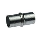 Zilverkleurig inwendig koppelstuk van thermisch verzinkt staal voor het stevig en naadloos verbinden van ronde metalen buizen.