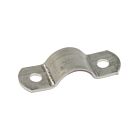 Zilverkleurige RVS 304 halve kapbeugel strip met twee schroefgaten voor een stevige en duurzame montage van buizen.