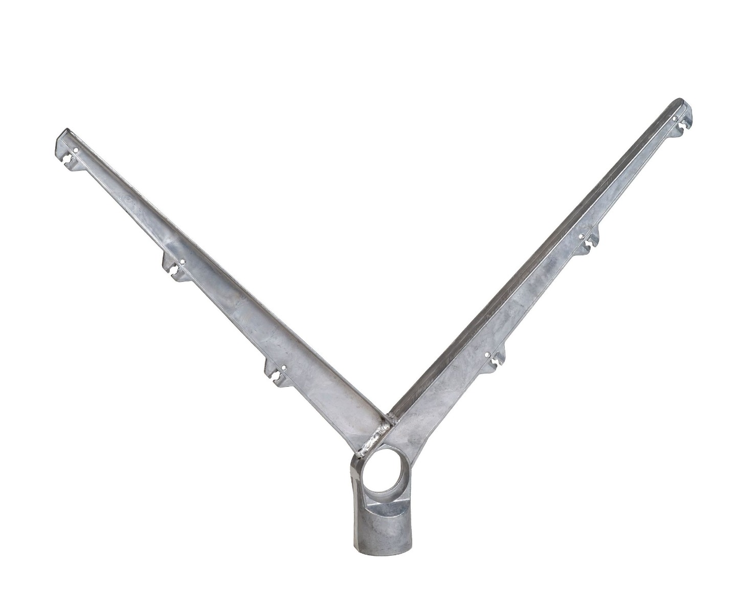 Aluminium dubbele arm 45° rond profiel 2 × 3 draden – prikkeldraadhouder / puntdraadkop