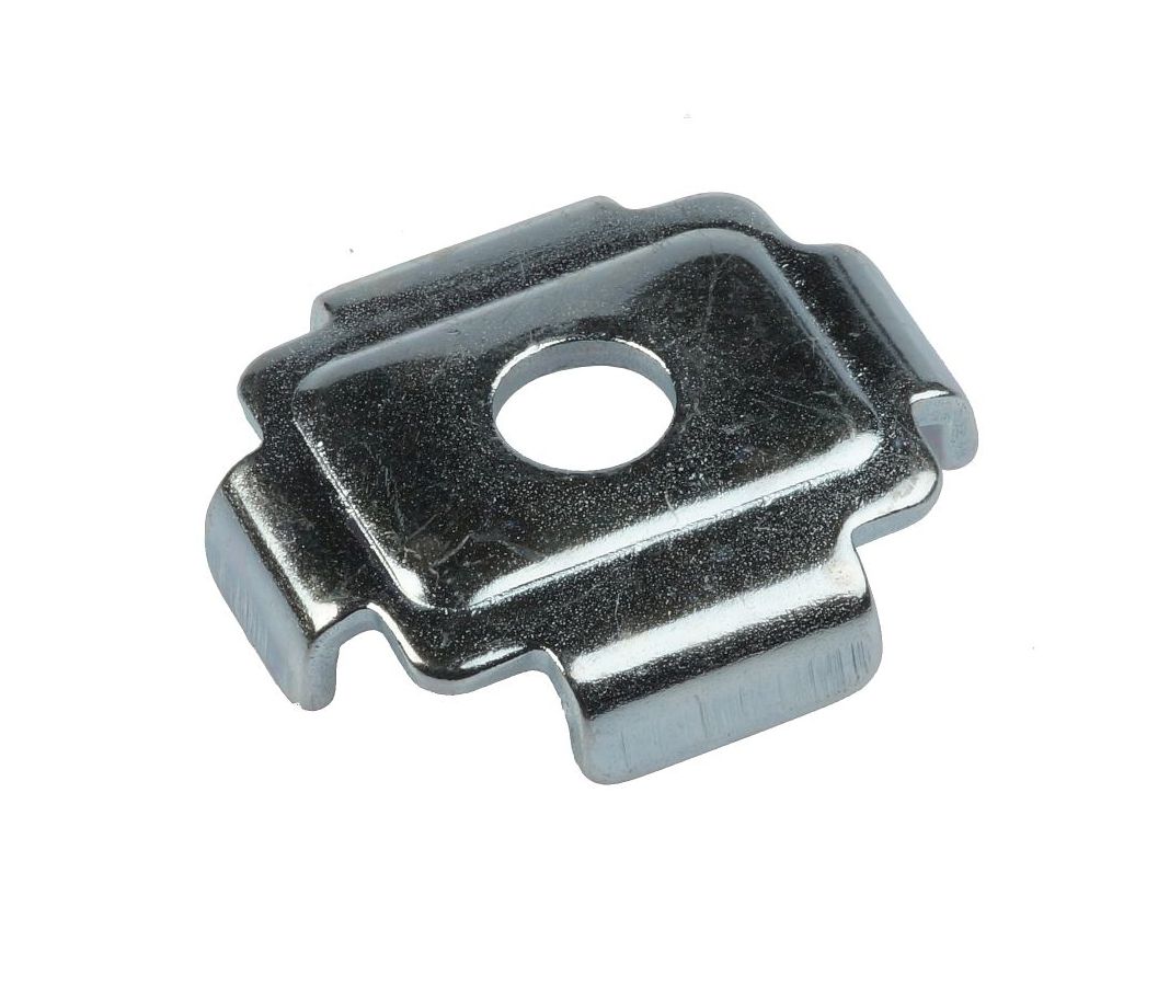 Zilverkleurige elektrolytisch verzinkte kombi-profielhouder 36/41 met een centraal boorgat voor stevige railmontage.