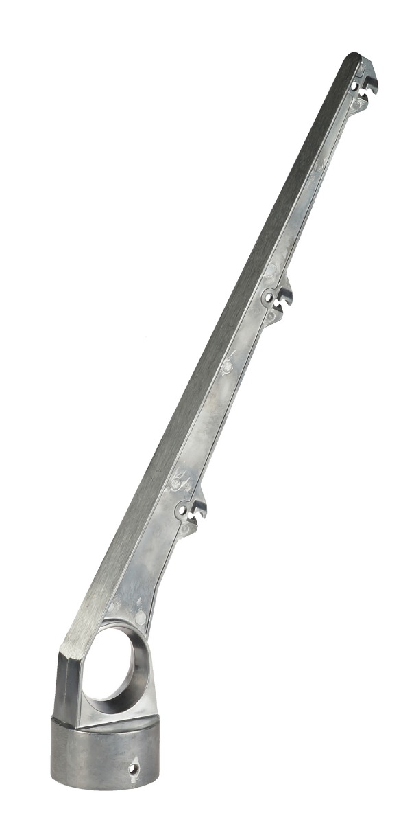 Enkele aluminium prikkeldraadarm uitwendig 60° voor 3 draden, buis 48–60 mm
