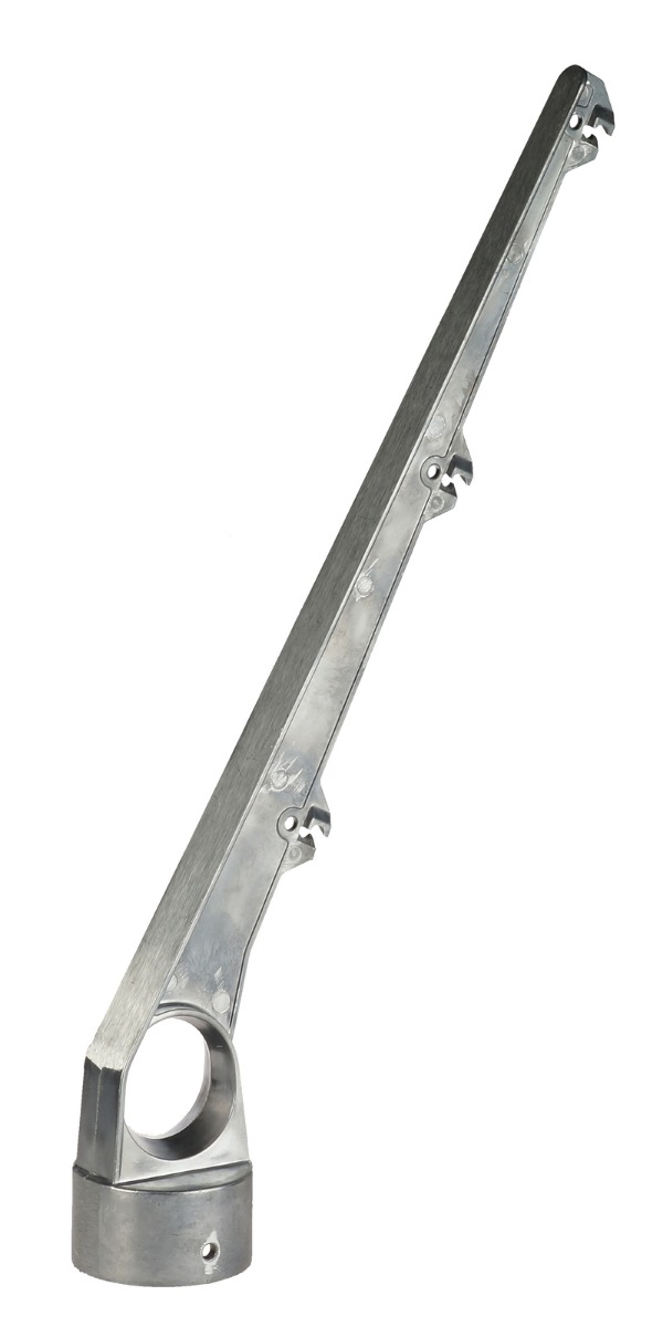 Aluminium schuine arm enkel uitwendig 60° voor ronde paal 60 mm 3 draden – prikkeldraadhouder / puntdraadkop
