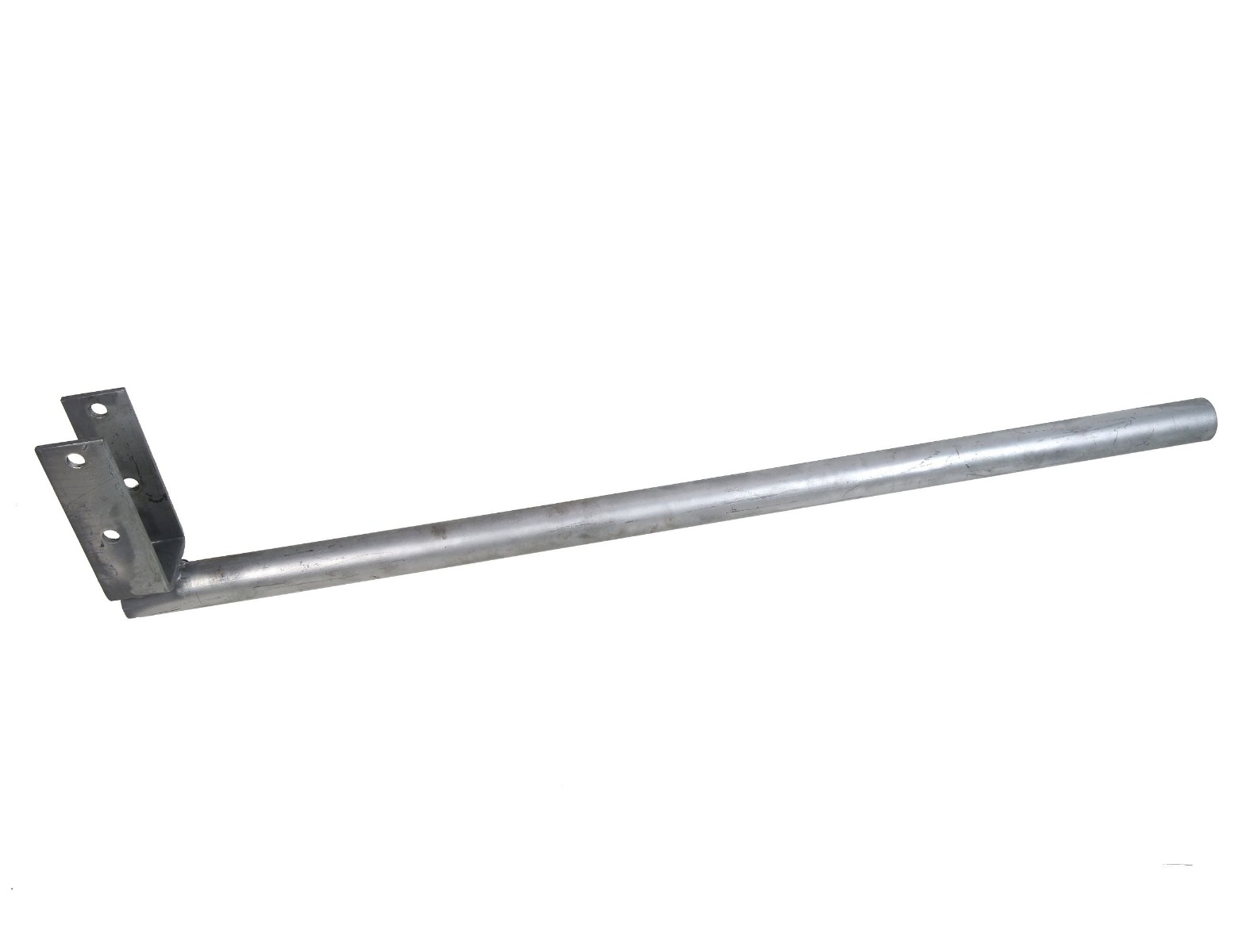 Afbeelding van een thermisch verzinkte buis met een gelaste gaffel aan het uiteinde voor mechanische toepassingen en constructies.