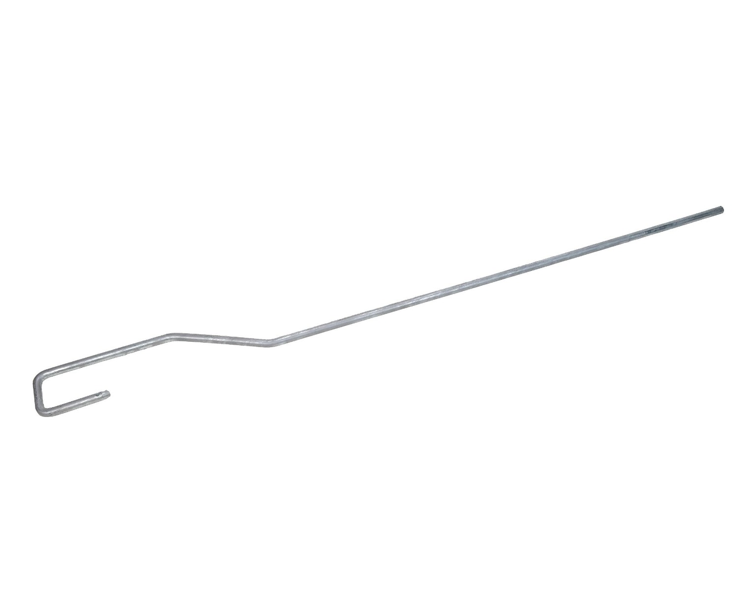 Een duurzame gezette pen van 110 cm lang, gemaakt van verzinkt staal met een kenmerkende gebogen haak en knik.