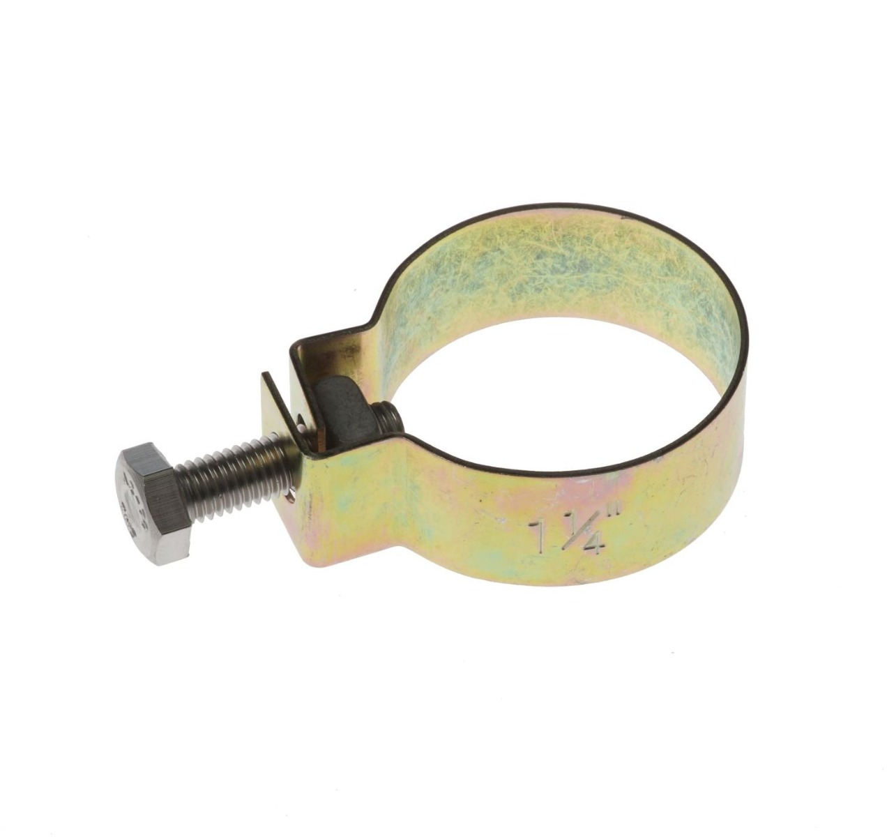 Een ronde elektrolytisch verzinkte klemring van 42mm met een zeskantbout voor het veilig monteren van diverse buizen.