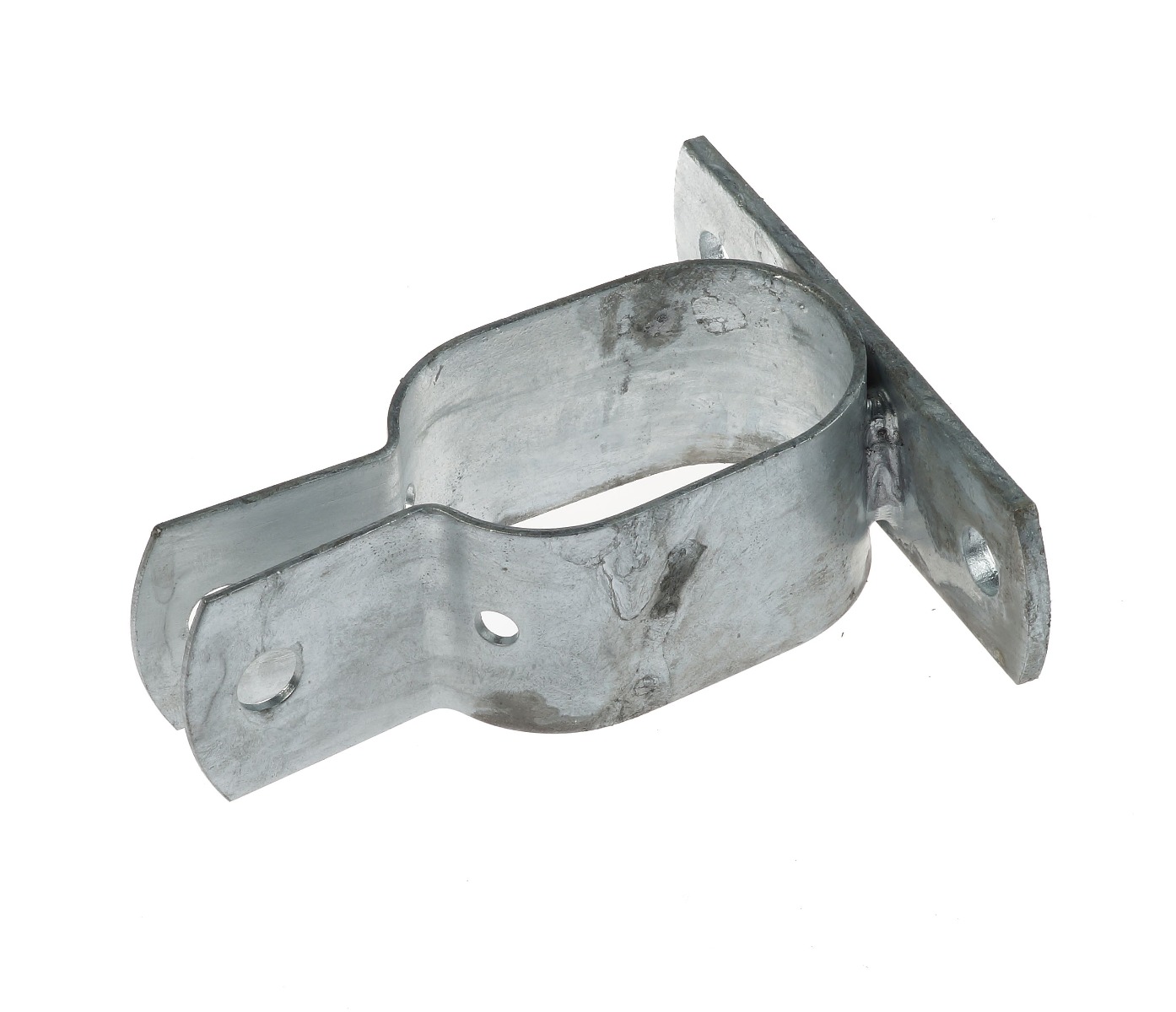 Een metalen schoorbeugel ovaal lang met strip, gemaakt van 35x4mm staal en thermisch verzinkt voor duurzaamheid.