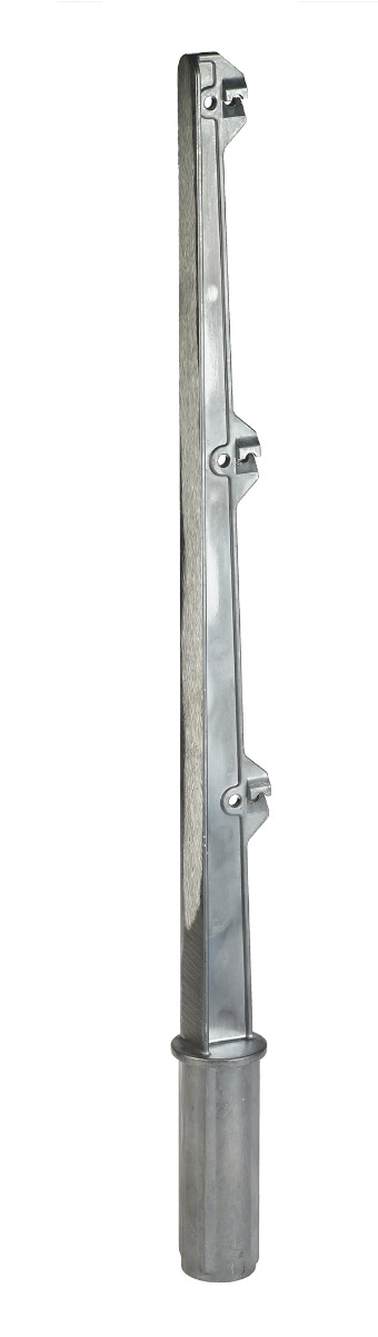 Aluminium rechte enkel arm voor ronde paal Ø 42 mm 3 draden – prikkeldraadhouder / puntdraadkop