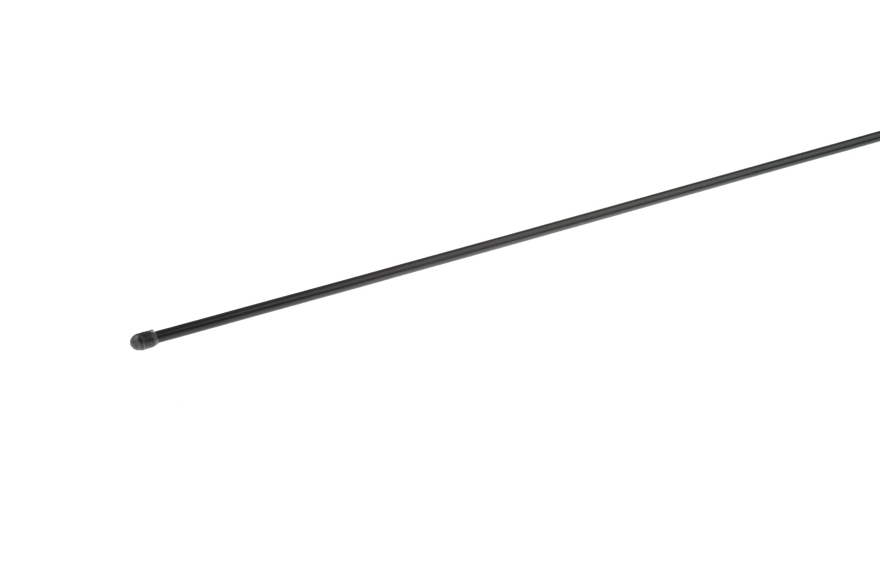Een zwarte metalen spanstaaf met een dikte van 6mm voor het opspannen en bevestigen van harmonicagaas hekwerk.